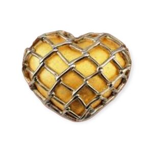 Erwin Pearl Vintage Signed RARE "Caged" or "Netted" Puffed Heart Brooch